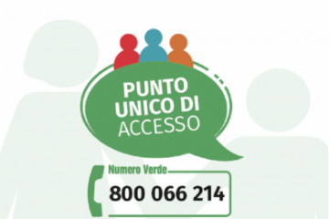 Un fumetto verde con scritto "Punto unico di accesso" e il numero verde 800066214