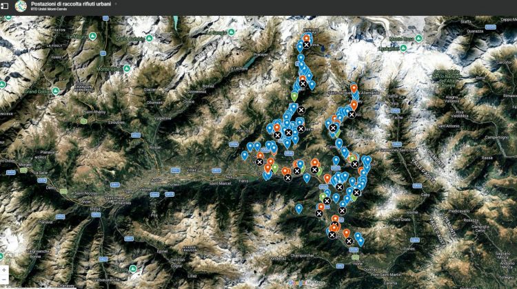 Mappa dei punti di raccolta dei rifiuti urbani